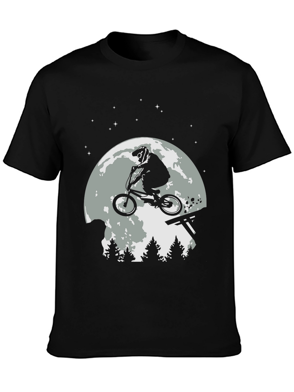 BMX Rider Moon T-Shirt - Black Graphic Tee