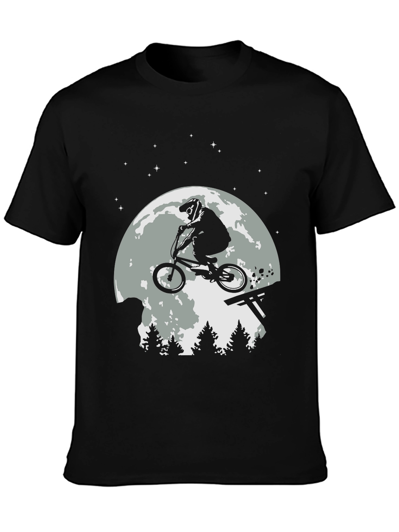 BMX Rider Moon T-Shirt - Black Graphic Tee