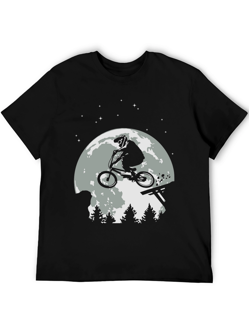BMX Rider Moon T-Shirt - Black Graphic Tee
