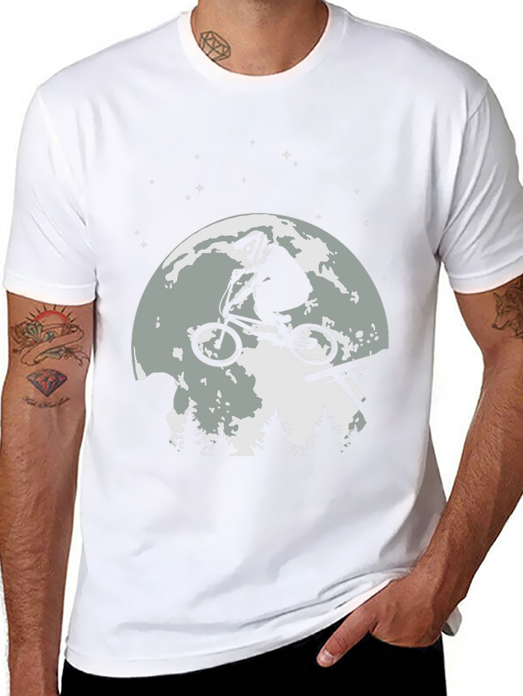 BMX Rider Moon T-Shirt - Black Graphic Tee