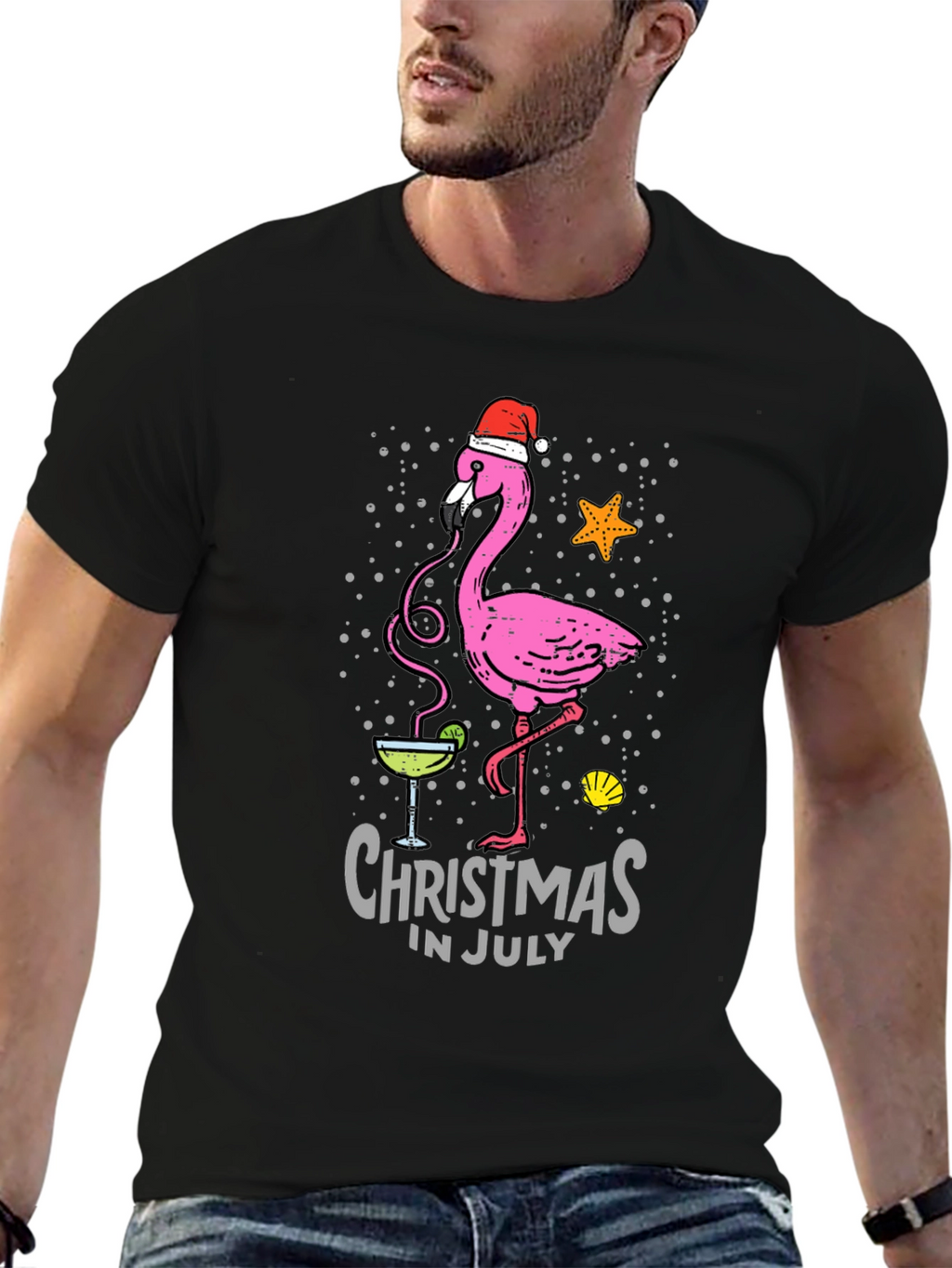 Christmas in July Flamingo T-Shirt