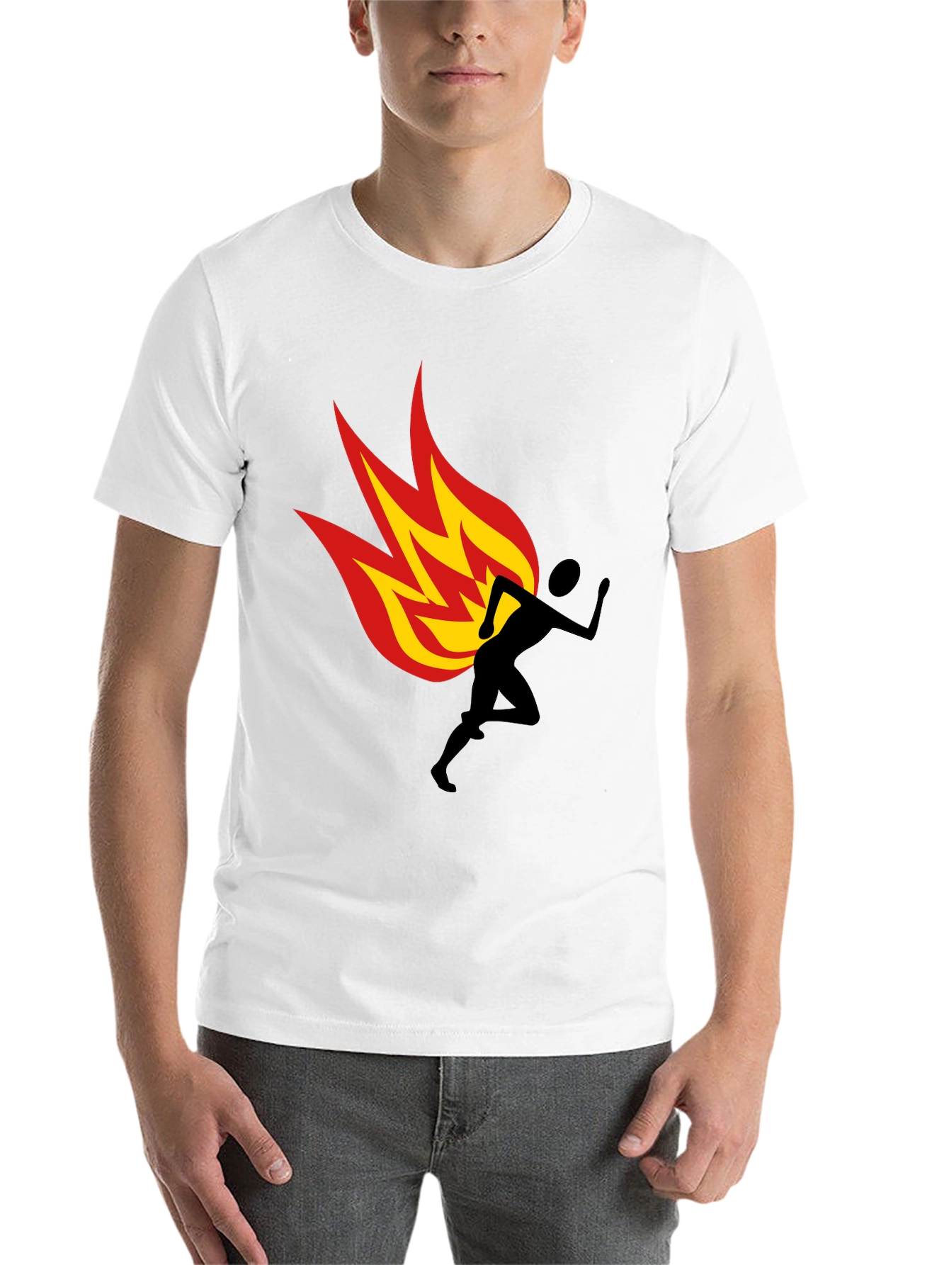 Flaming Runner Graphic Tee - Black Cotton Blend