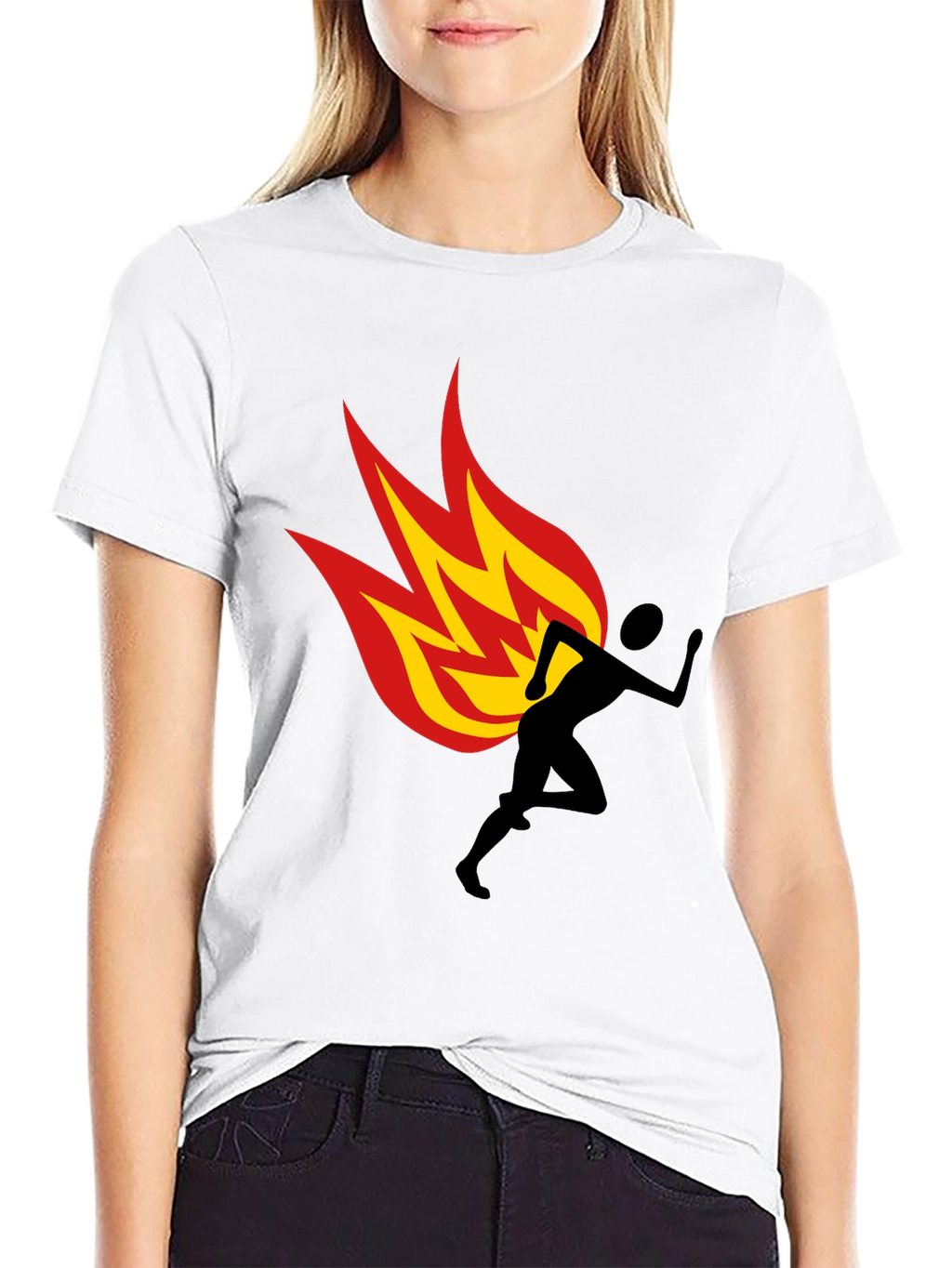 Flaming Runner Graphic Tee - Black Cotton Blend
