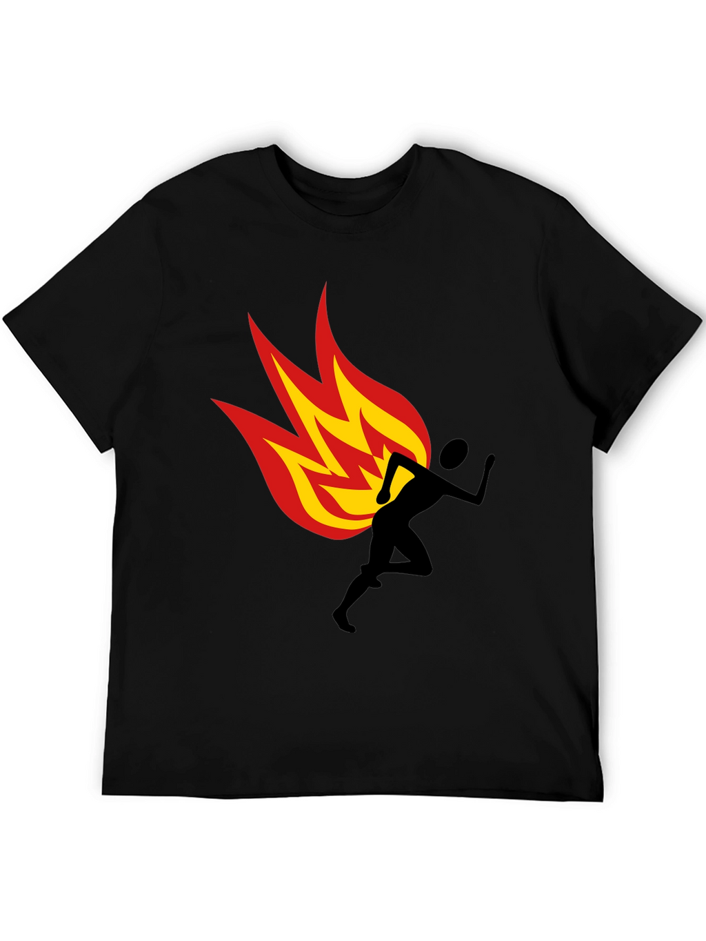 Flaming Runner Graphic Tee - Black Cotton Blend