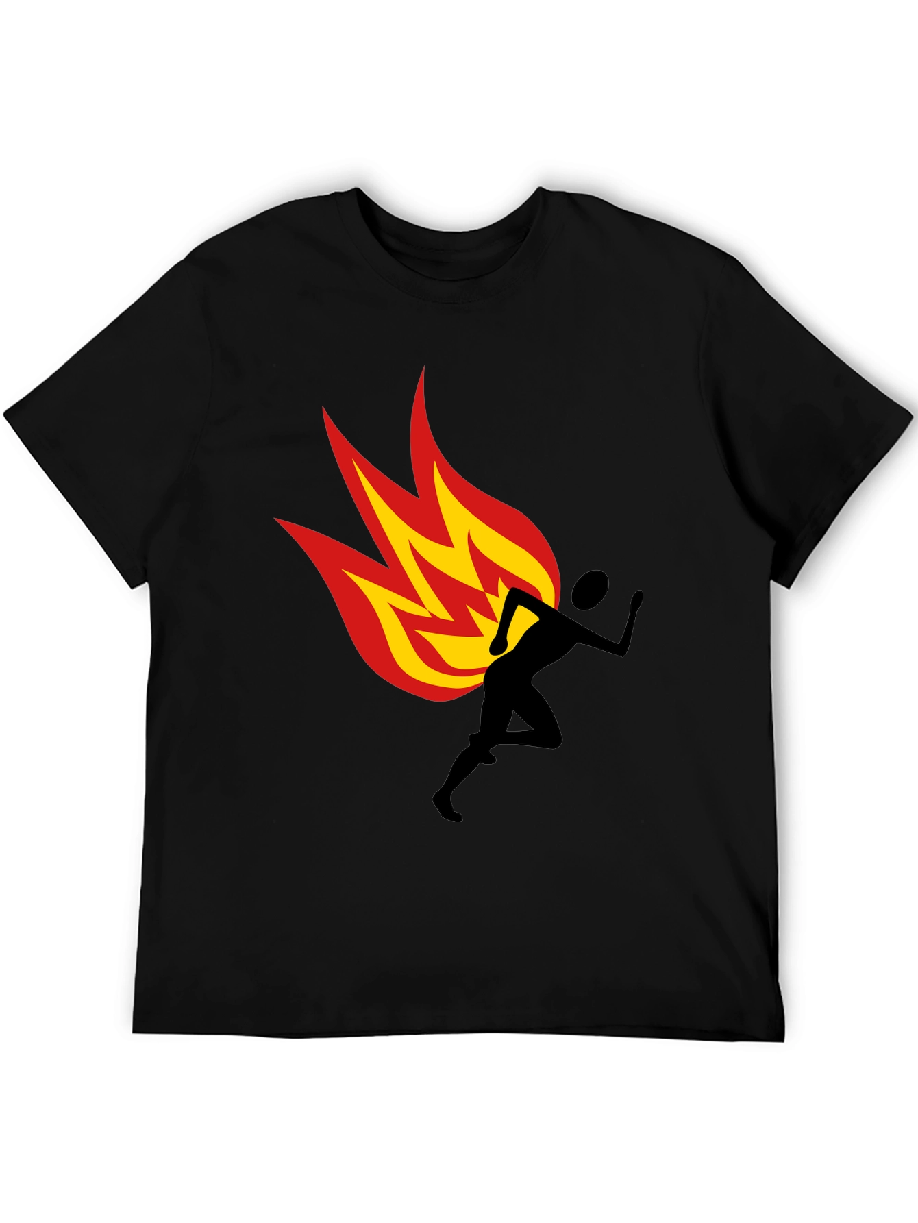 Flaming Runner Graphic Tee - Black Cotton Blend
