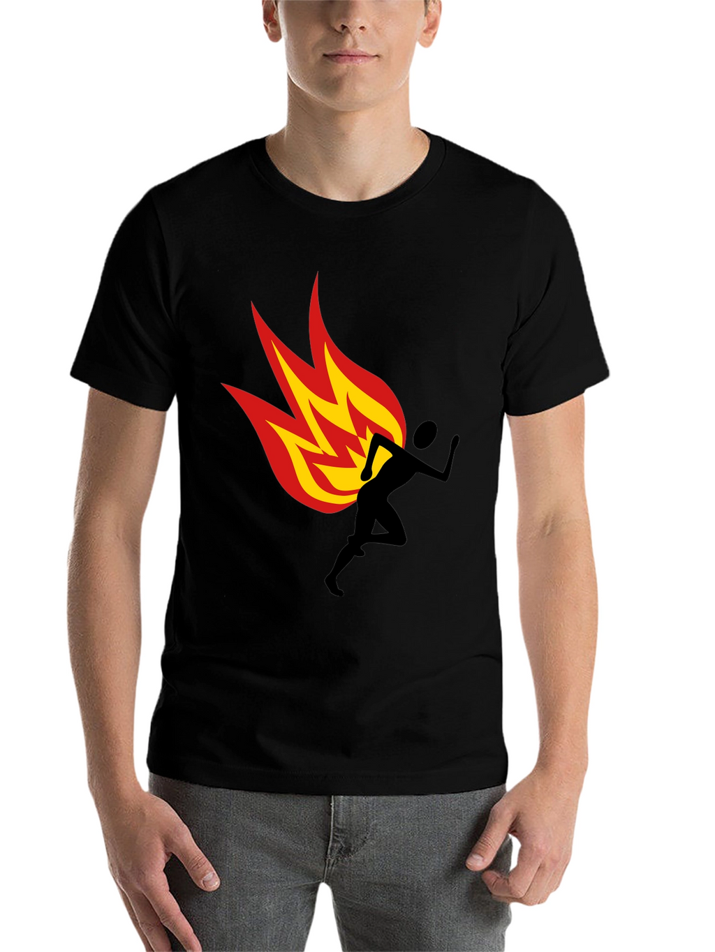 Flaming Runner Graphic Tee - Black Cotton Blend