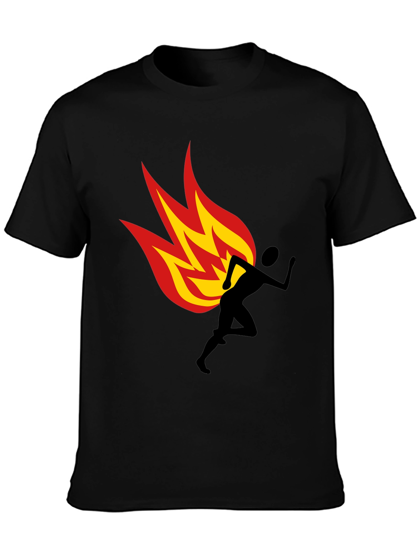 Flaming Runner Graphic Tee - Black Cotton Blend