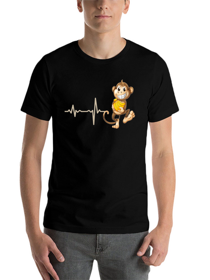 Funny Monkey Heartbeat T-Shirt - Novelty Tee