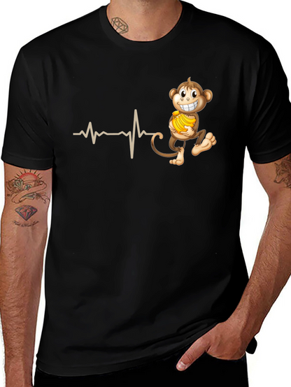 Funny Monkey Heartbeat T-Shirt - Novelty Tee