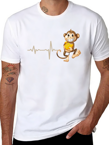 Funny Monkey Heartbeat T-Shirt - Novelty Tee