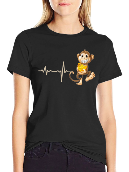 Funny Monkey Heartbeat T-Shirt - Novelty Tee