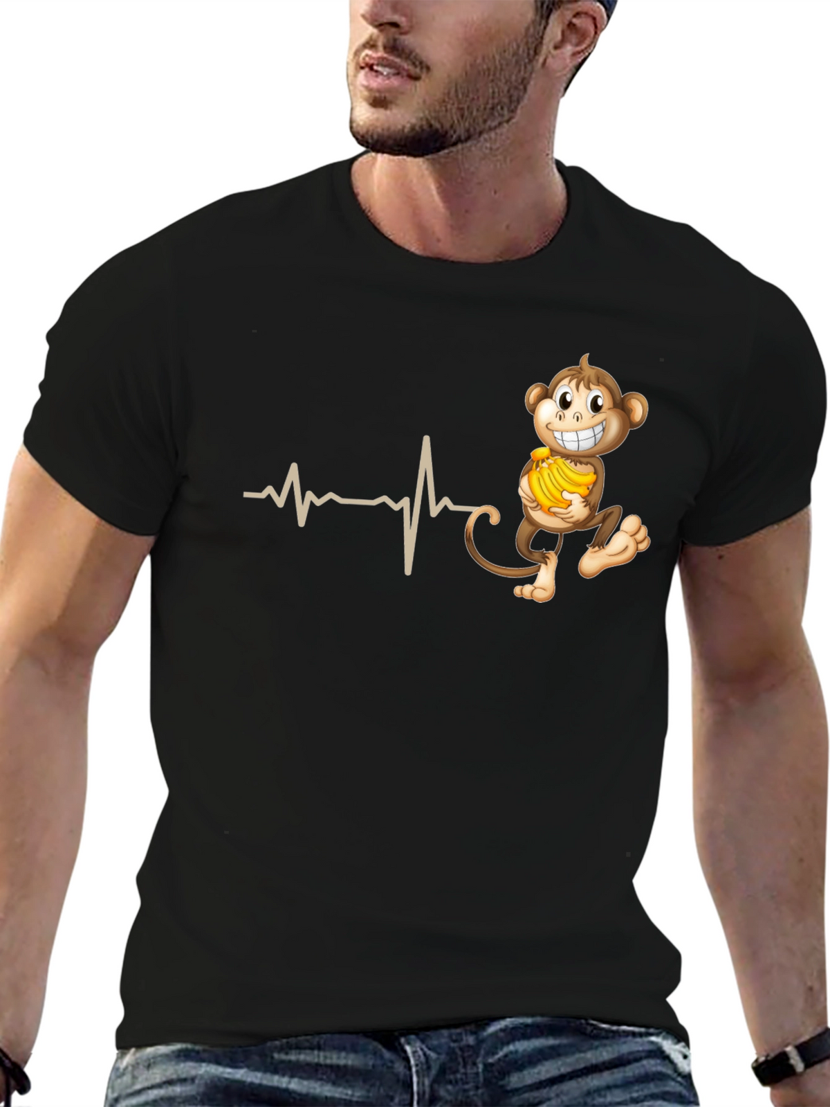Funny Monkey Heartbeat T-Shirt - Novelty Tee