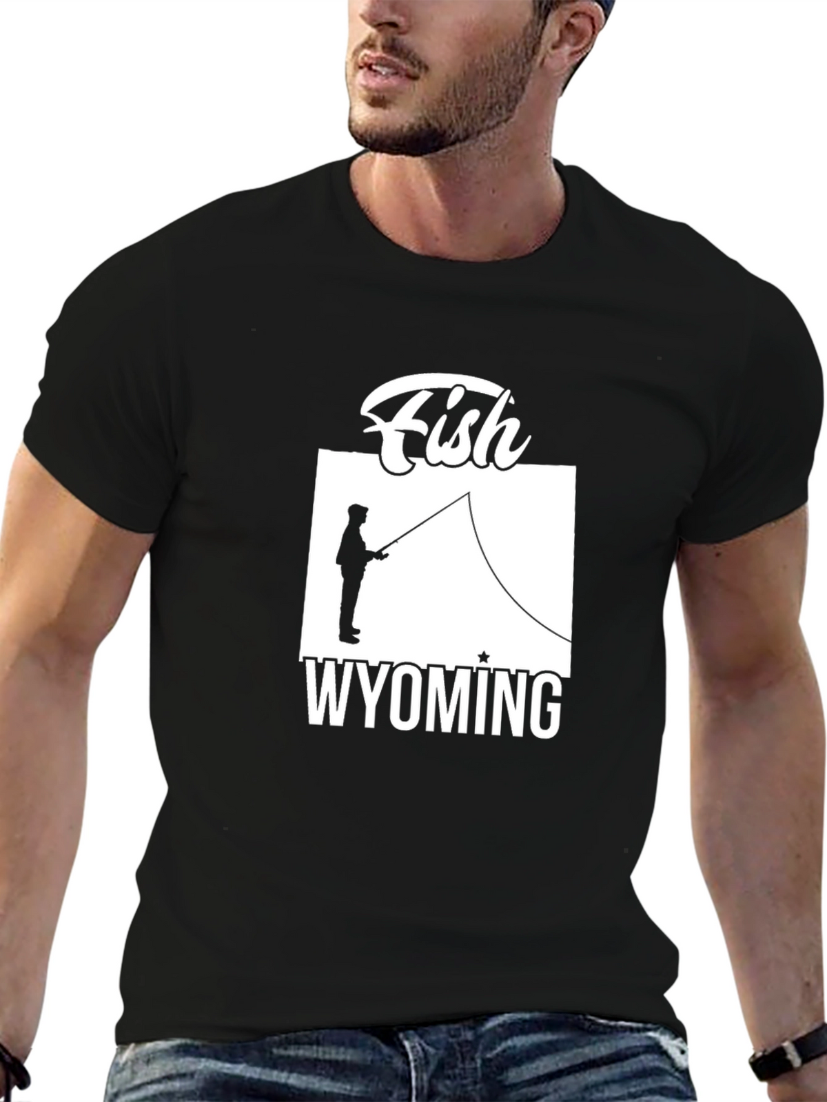 Fish Wyoming Graphic Tee - Unisex Black T-Shirt