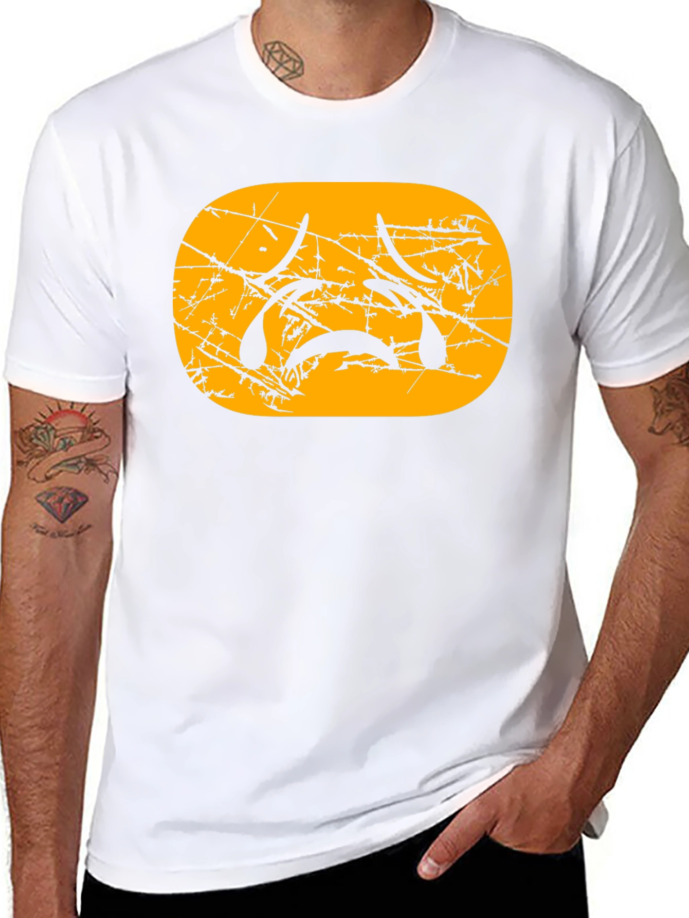 Sad Emoji Graphic Tee - Black Cotton Blend