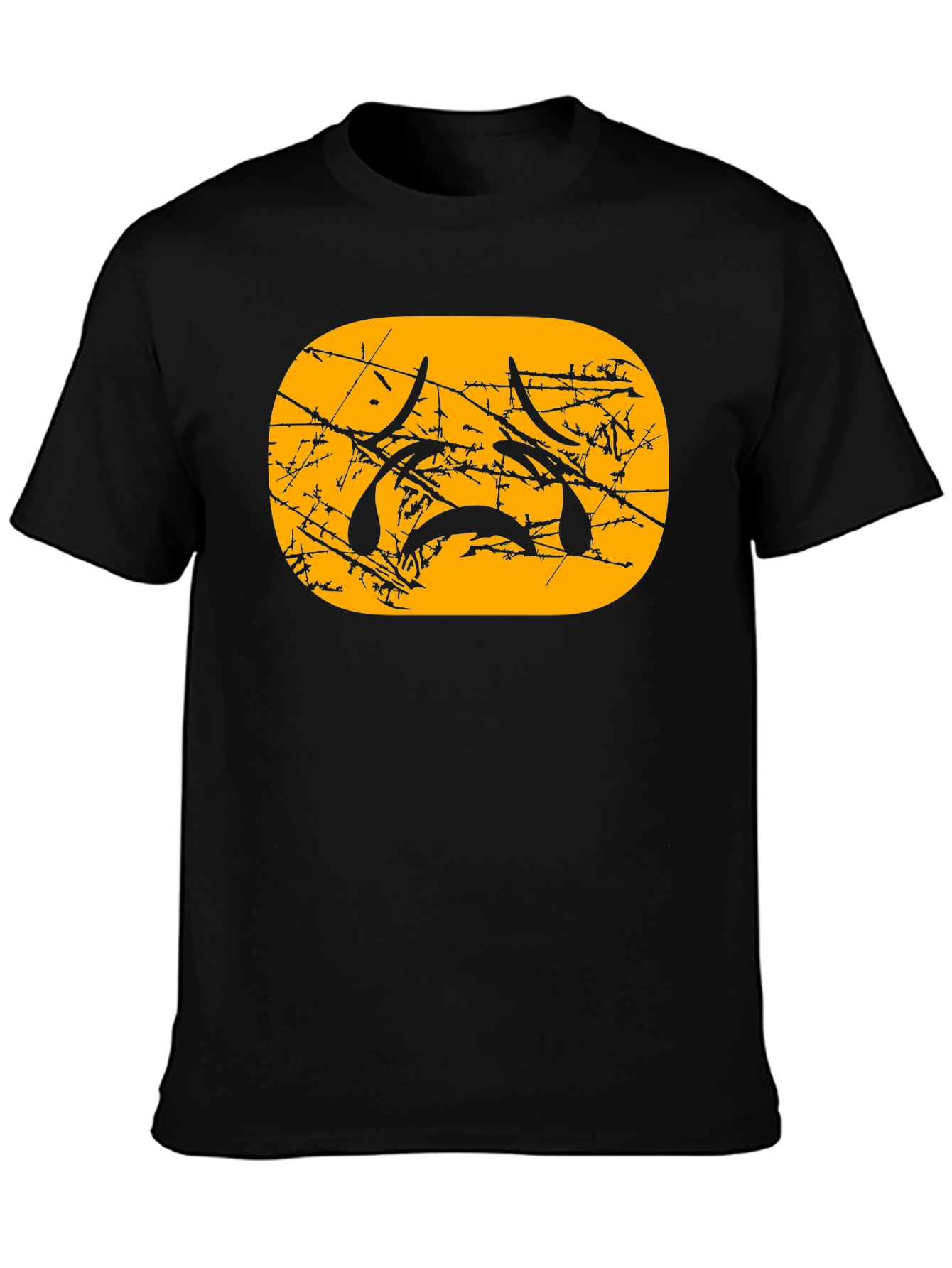 Sad Emoji Graphic Tee - Black Cotton Blend
