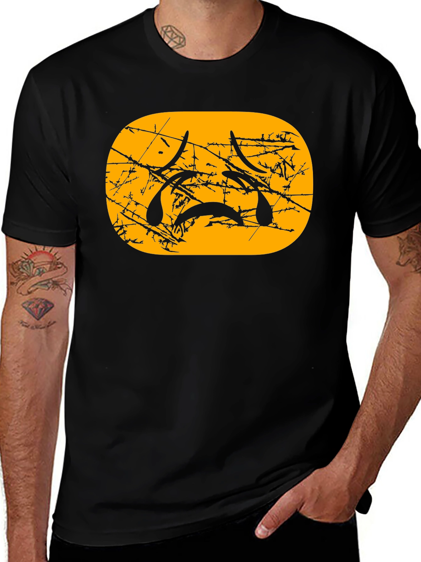 Sad Emoji Graphic Tee - Black Cotton Blend
