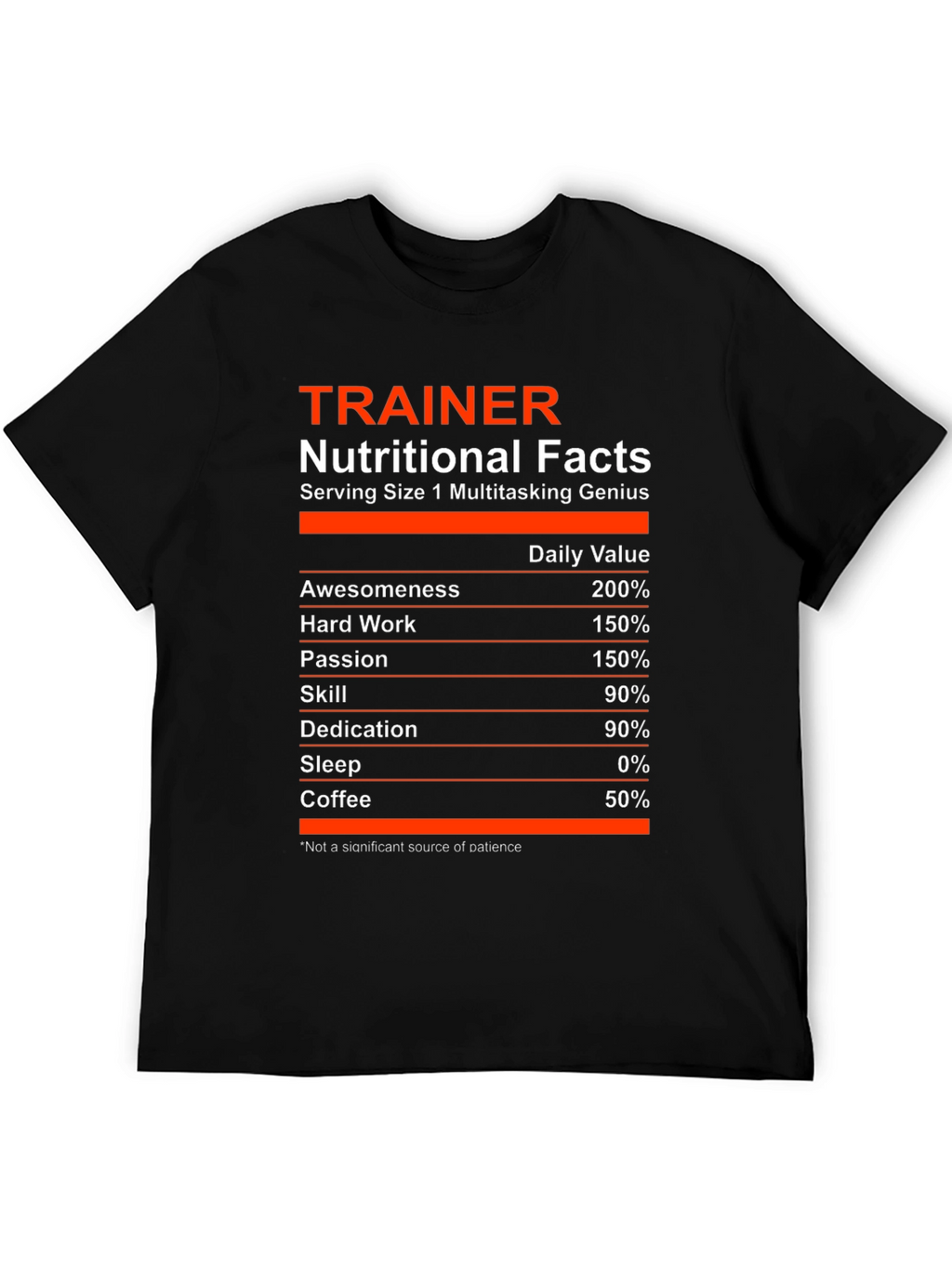 Trainer Nutritional Facts Black Graphic T-Shirt