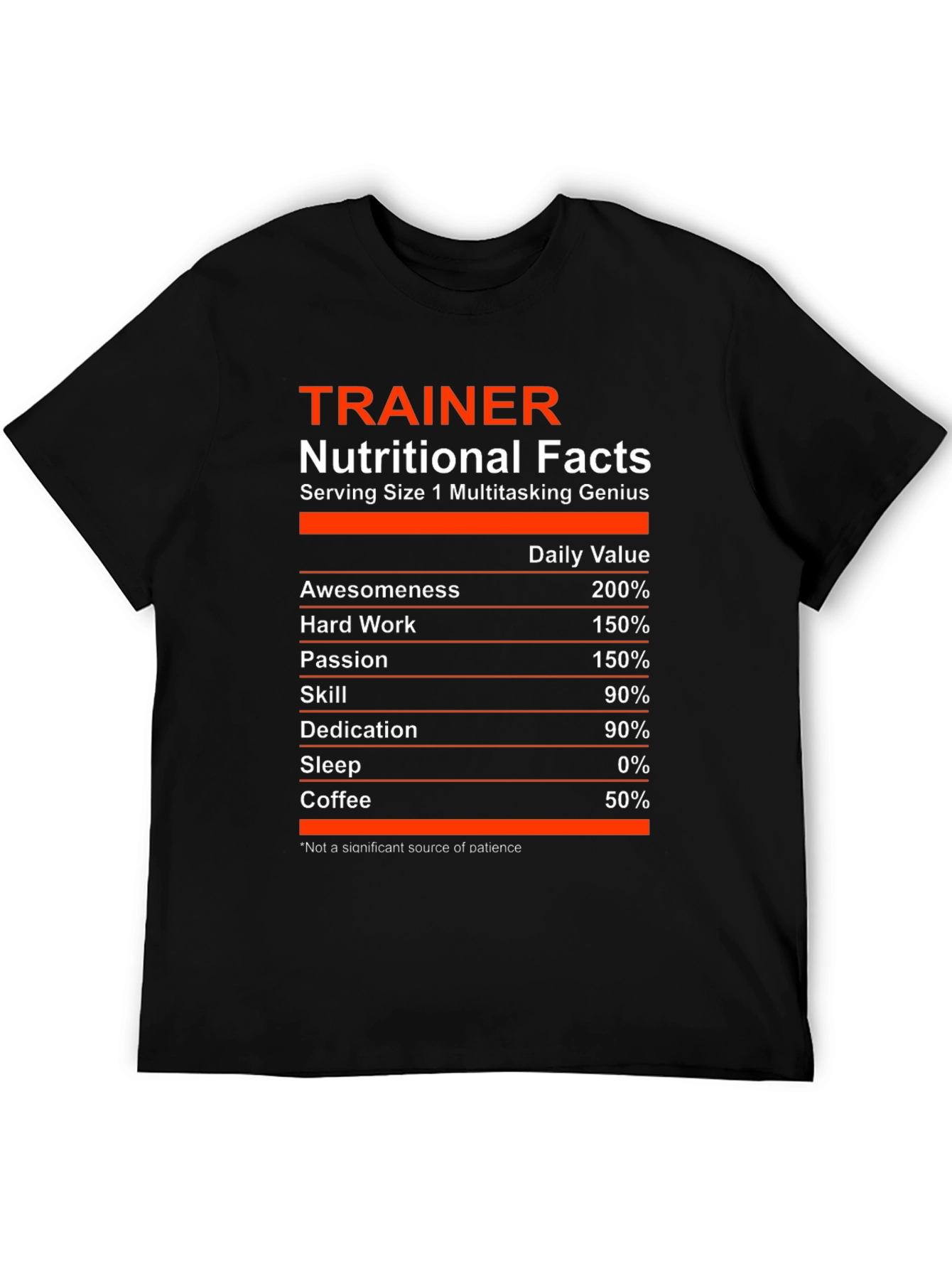 Trainer Nutritional Facts Black Graphic T-Shirt