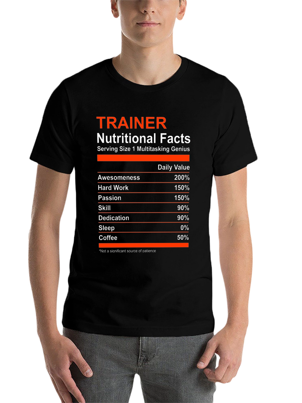 Trainer Nutritional Facts Black Graphic T-Shirt