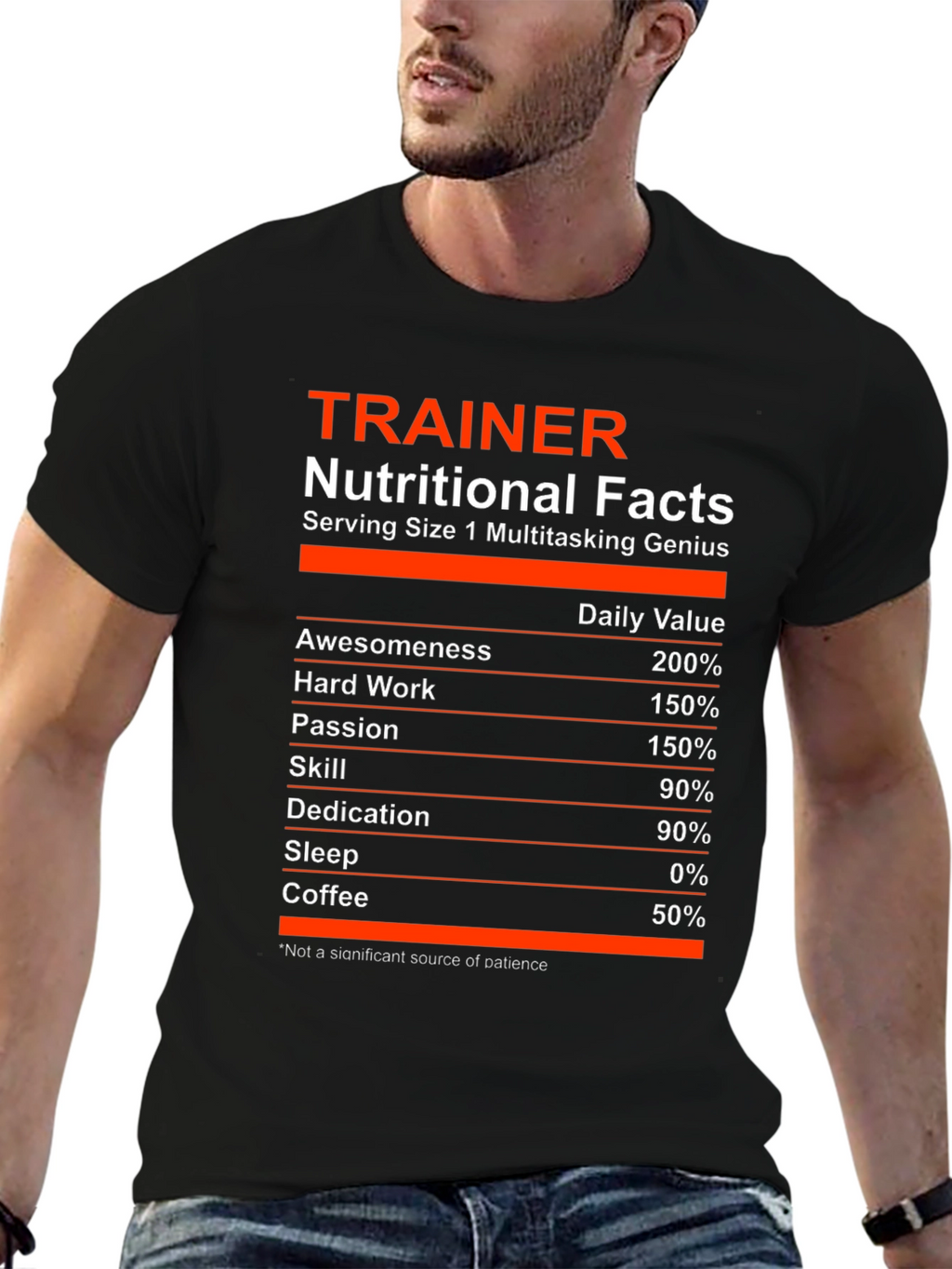 Trainer Nutritional Facts Black Graphic T-Shirt