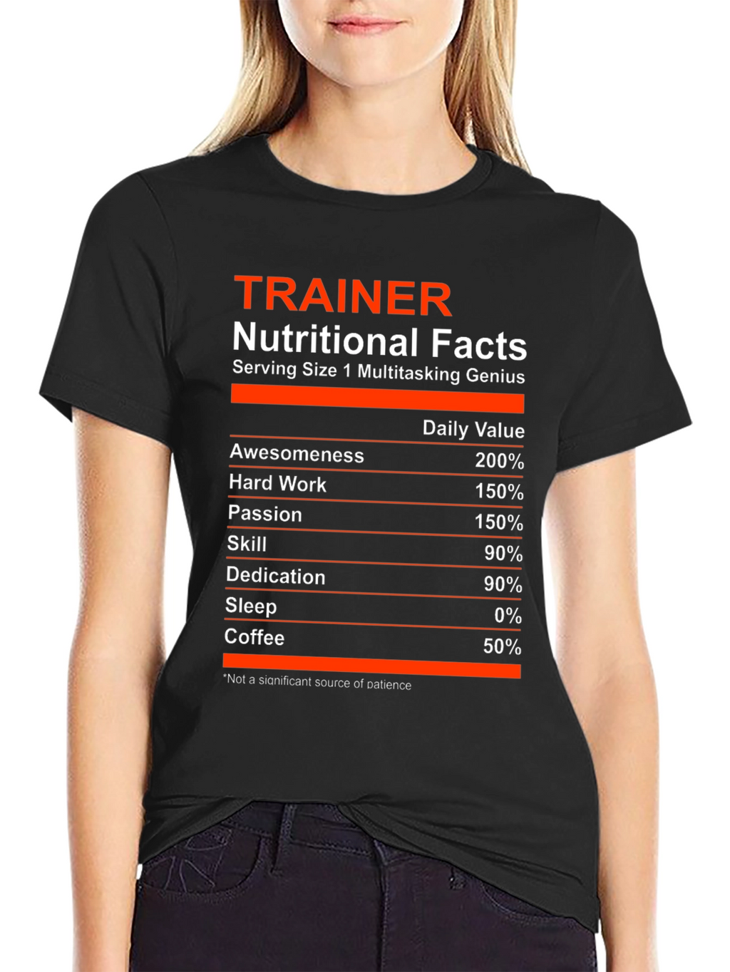 Trainer Nutritional Facts Black Graphic T-Shirt