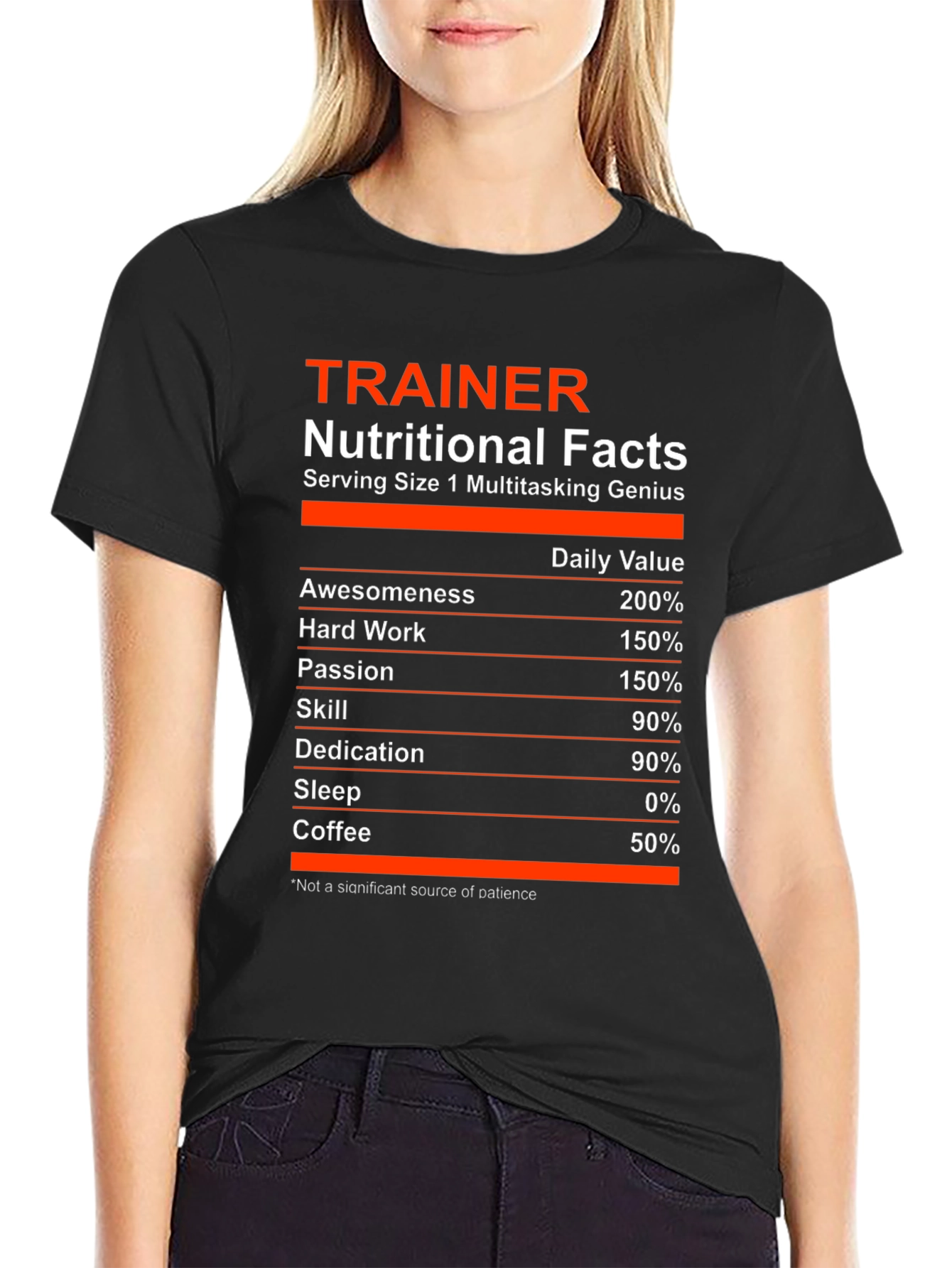 Trainer Nutritional Facts Black Graphic T-Shirt
