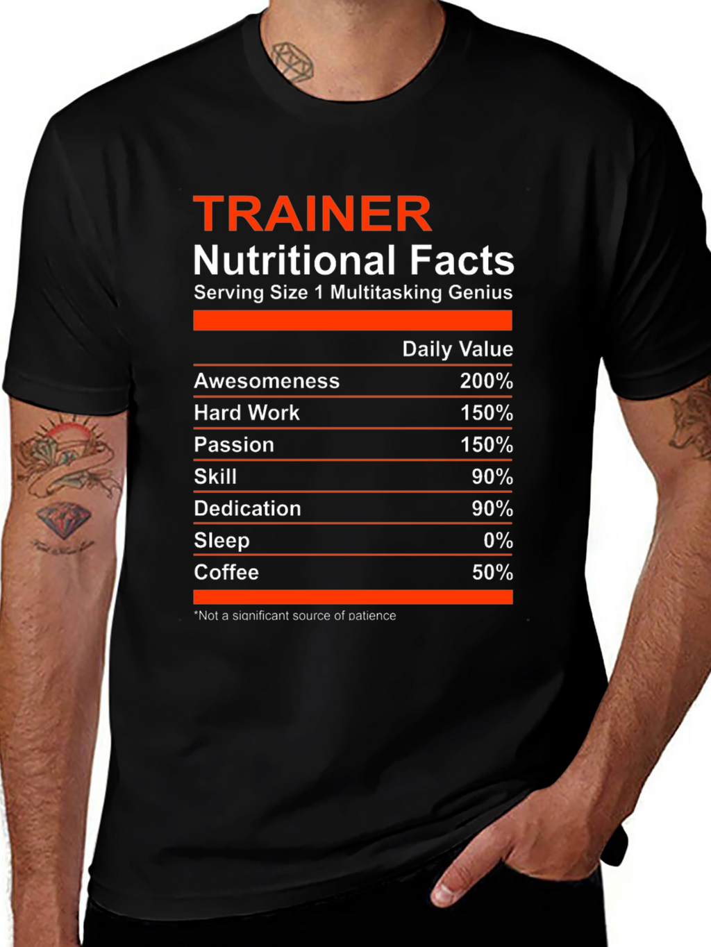 Trainer Nutritional Facts Black Graphic T-Shirt
