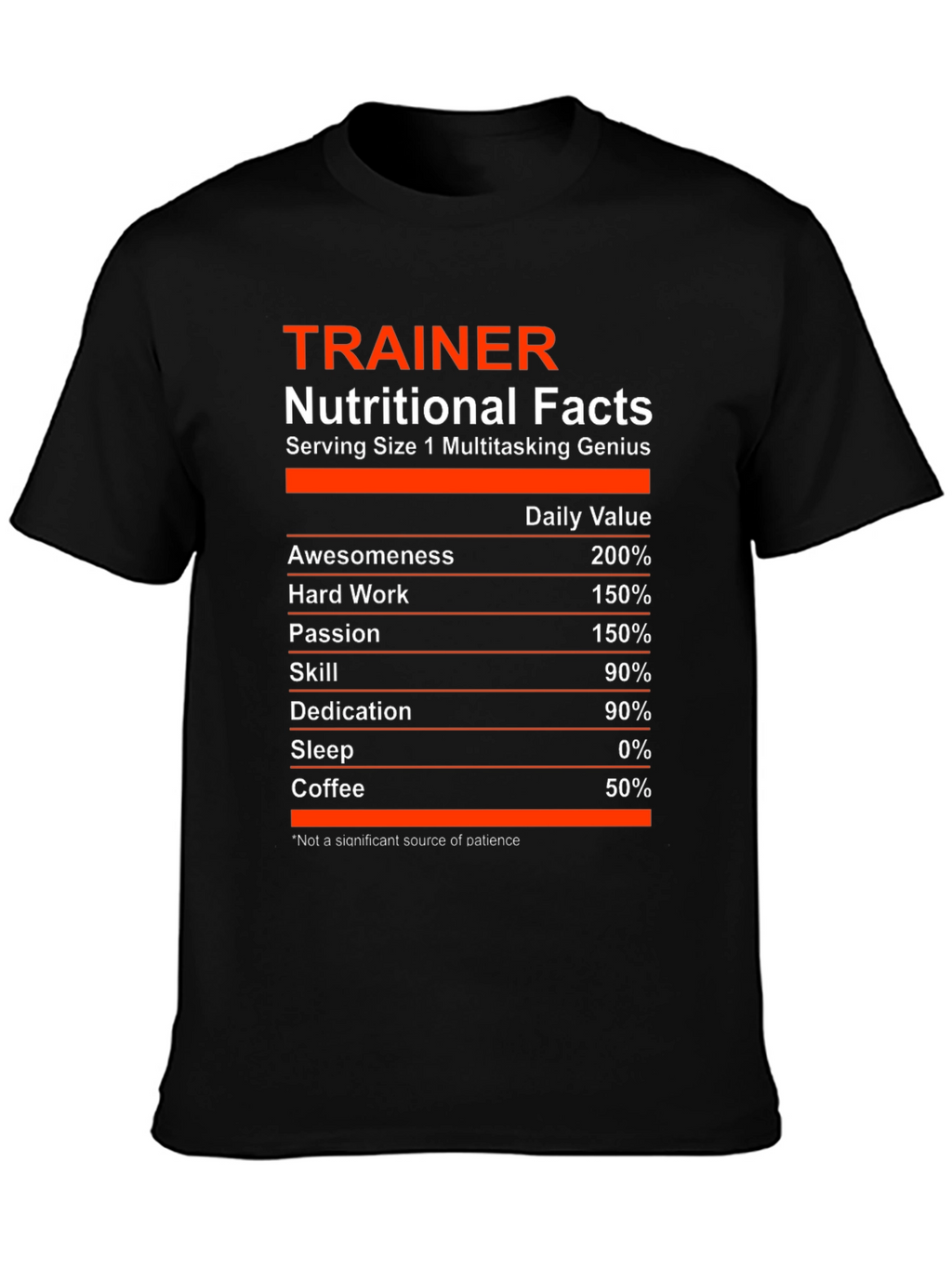 Trainer Nutritional Facts Black Graphic T-Shirt