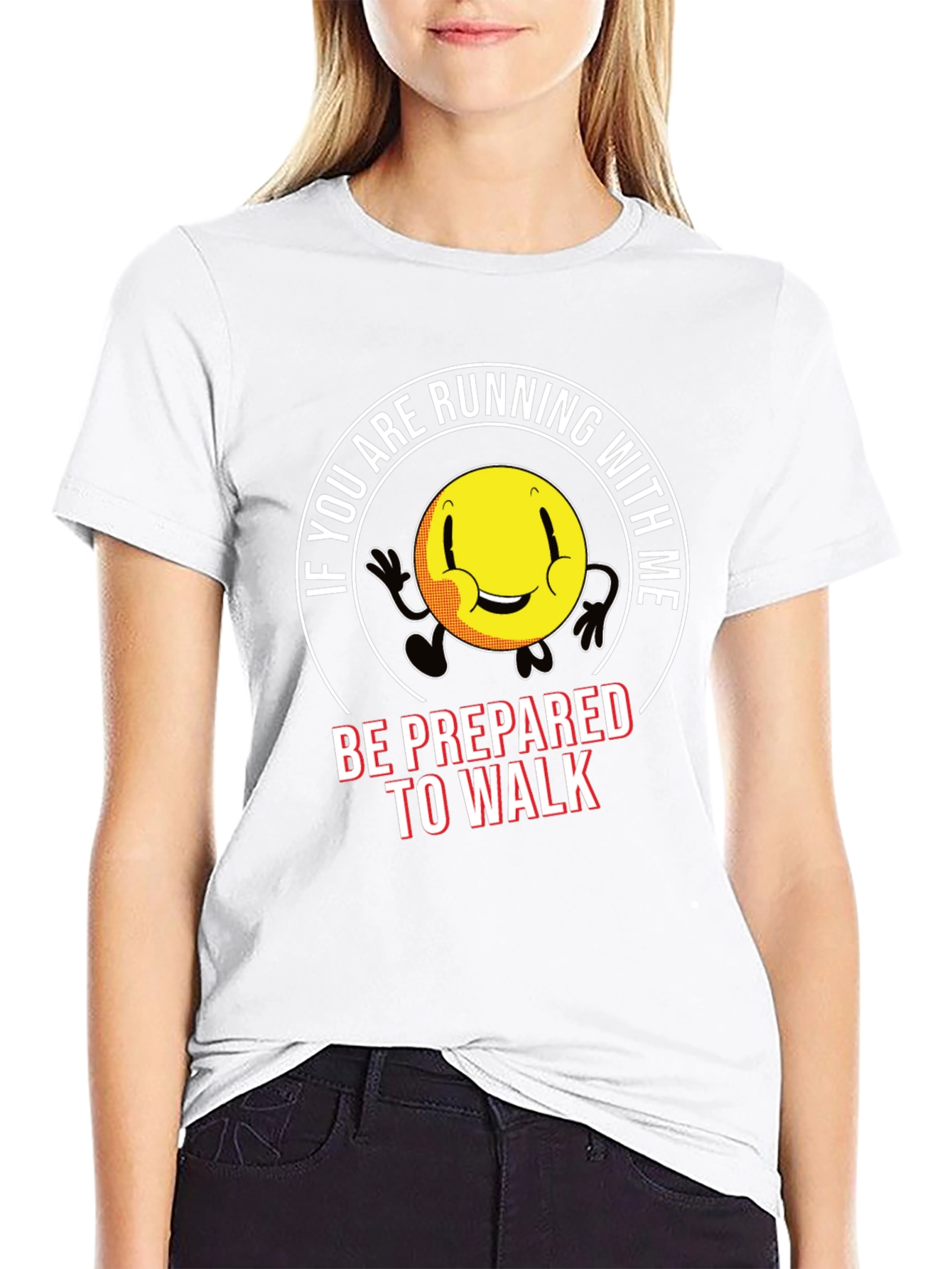 Running Smiley Face Graphic T-Shirt