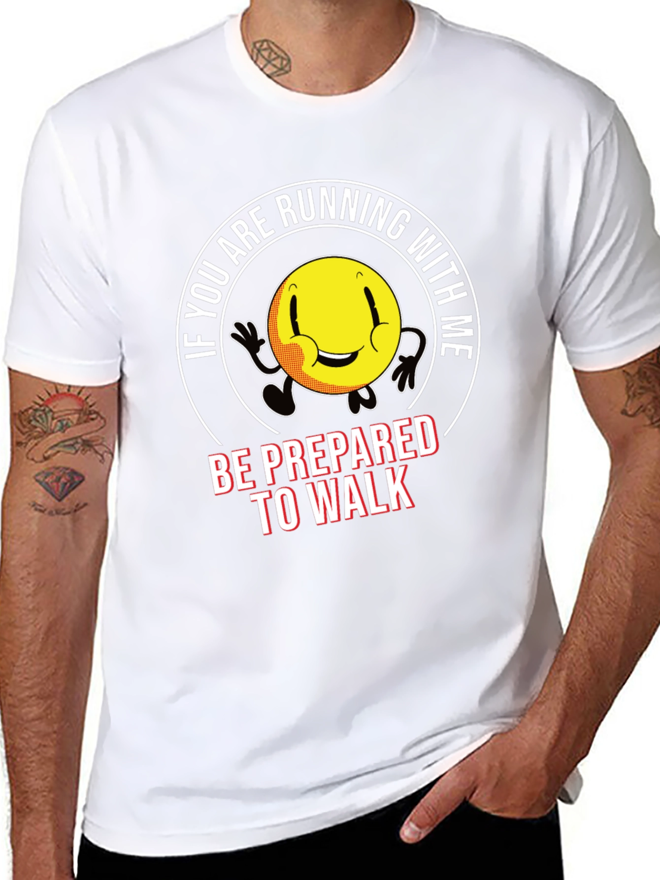 Running Smiley Face Graphic T-Shirt