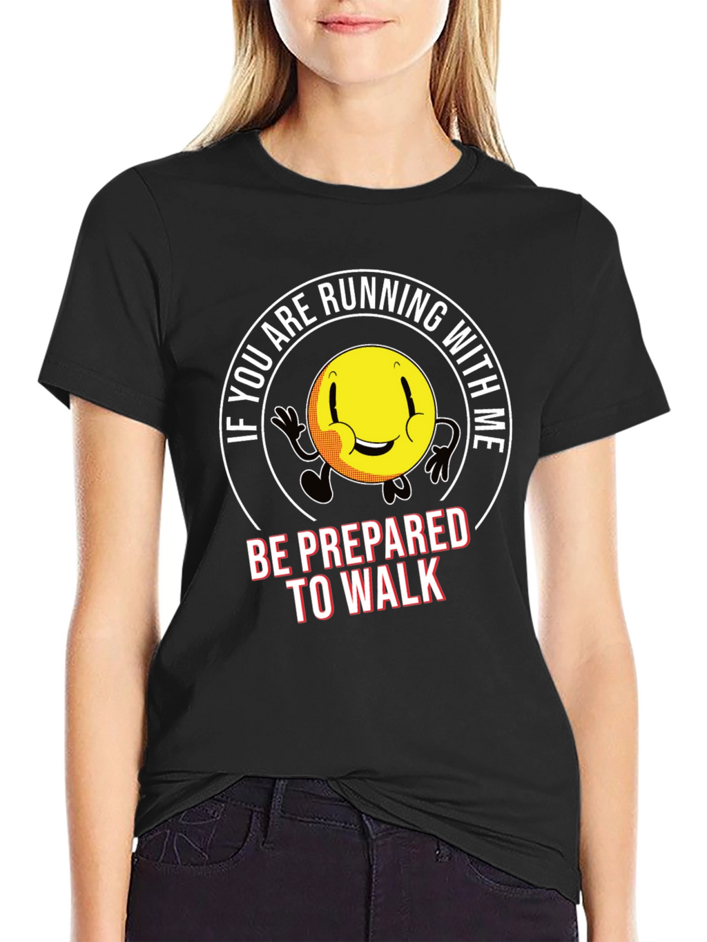 Running Smiley Face Graphic T-Shirt
