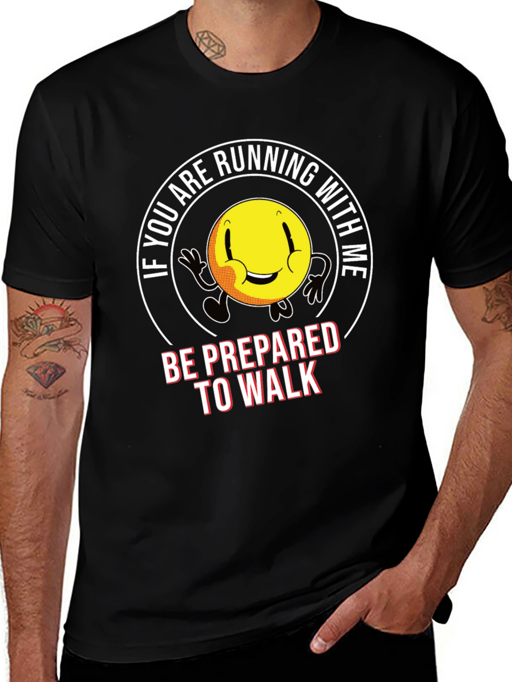 Running Smiley Face Graphic T-Shirt