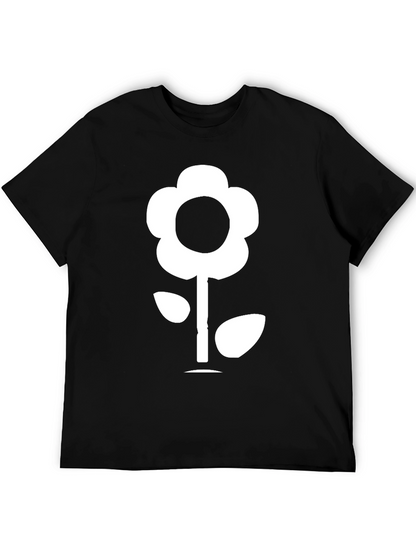 Flower Graphic Tee - Black Cotton T-Shirt