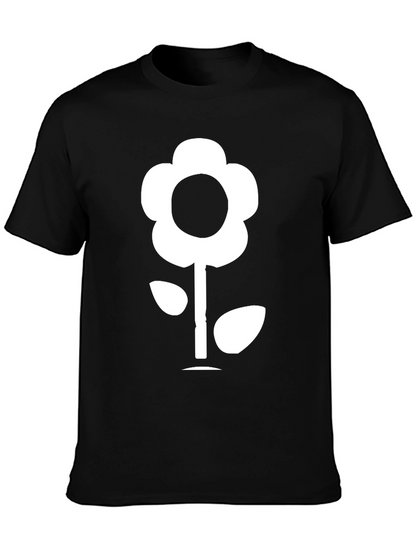 Flower Graphic Tee - Black Cotton T-Shirt
