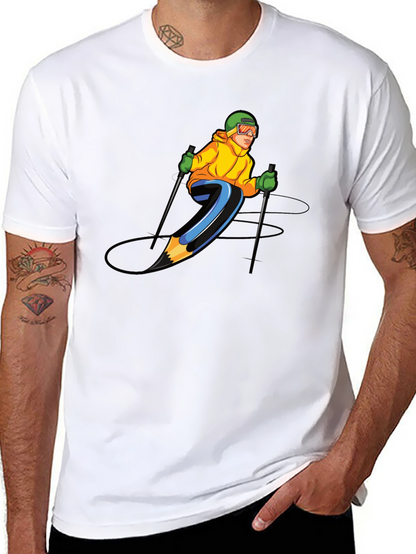 Skiing Pencil Graphic T-Shirt