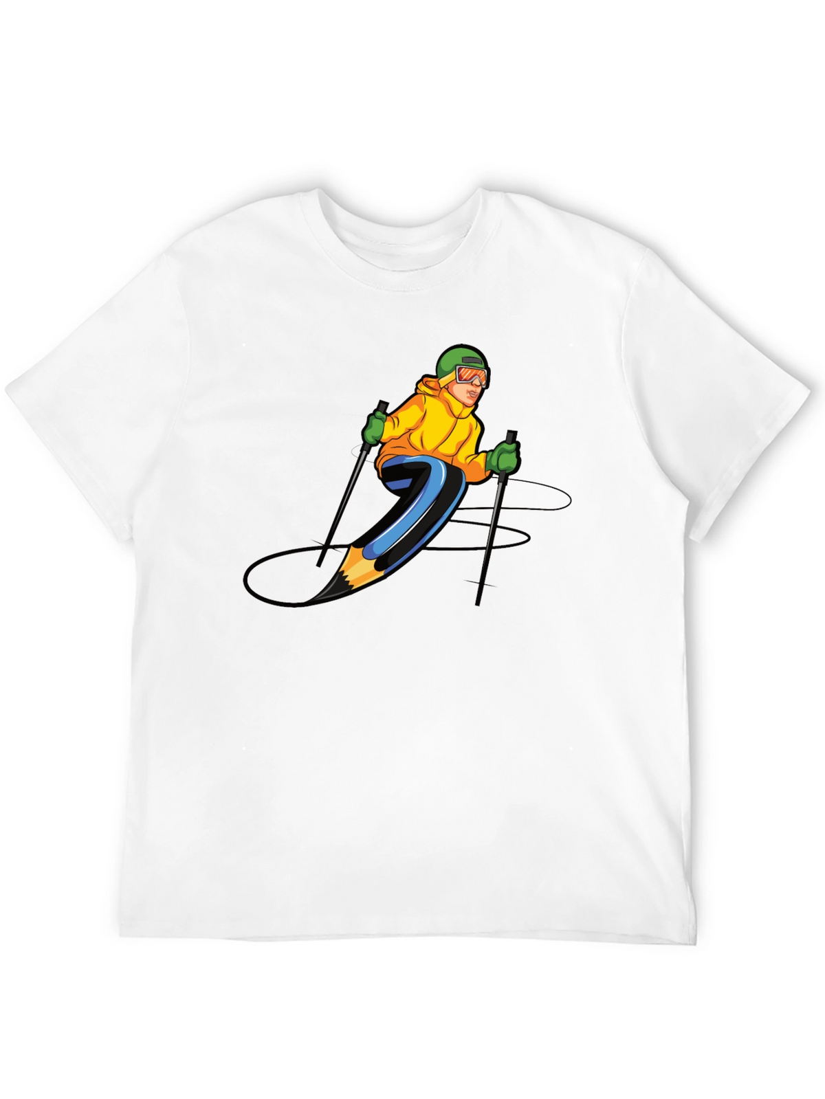 Skiing Pencil Graphic T-Shirt