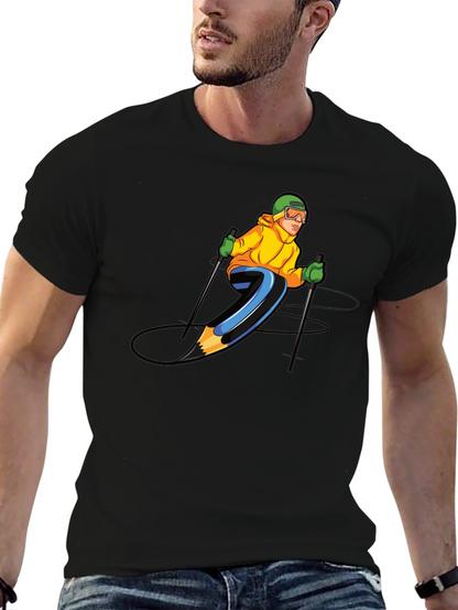 Skiing Pencil Graphic T-Shirt
