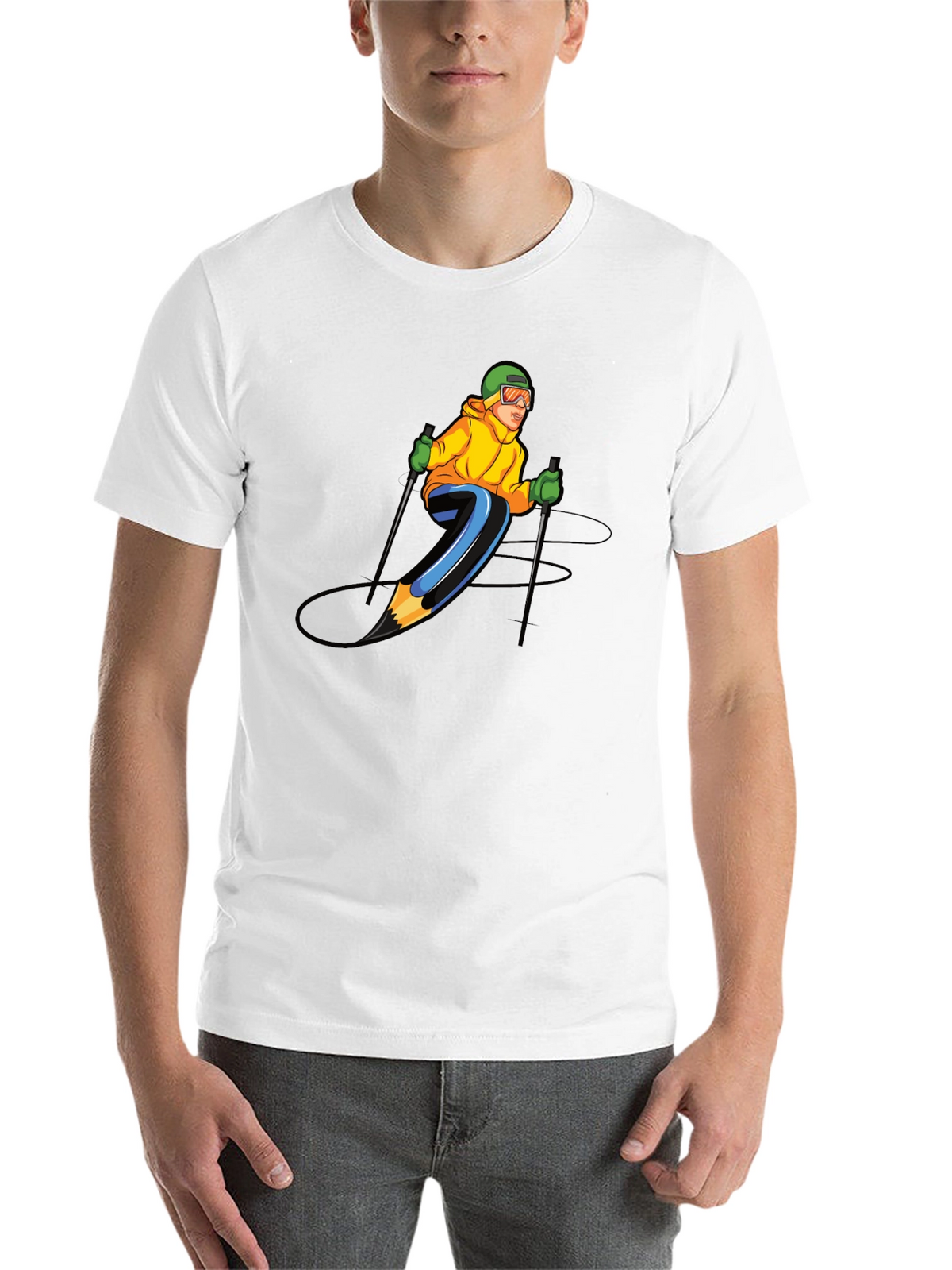 Skiing Pencil Graphic T-Shirt