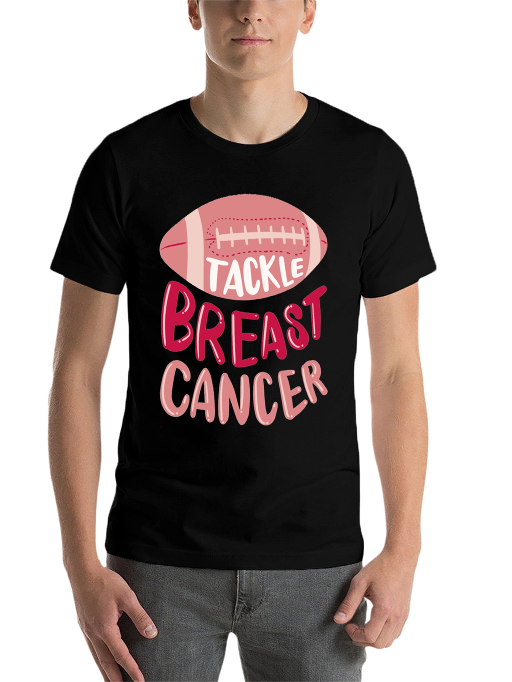 Tackle Breast Cancer Awareness Football T-Shirt