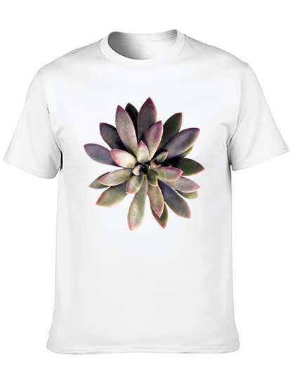Succulent Graphic Print Black T-Shirt