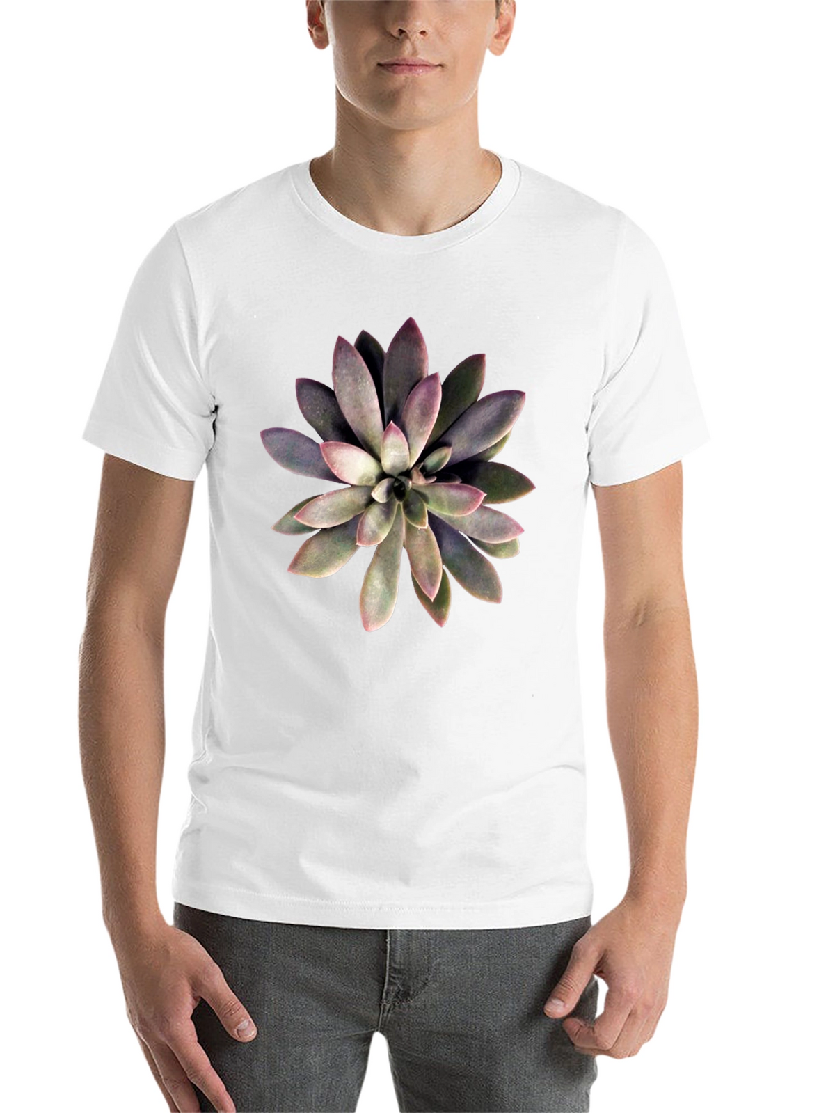 Succulent Graphic Print Black T-Shirt