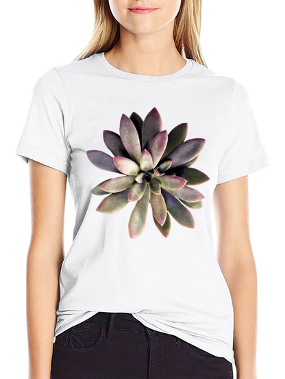 Succulent Graphic Print Black T-Shirt
