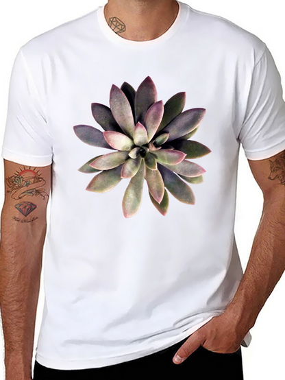 Succulent Graphic Print Black T-Shirt