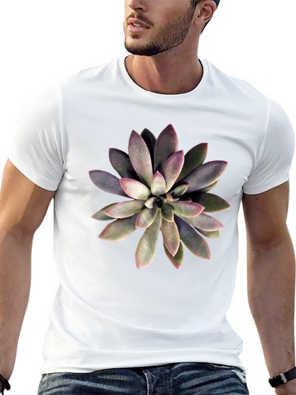 Succulent Graphic Print Black T-Shirt