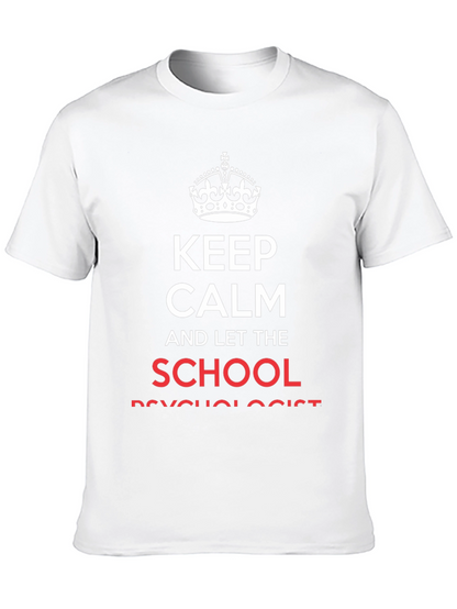 Keep Calm School Psychologist Black Cotton T-Shirt