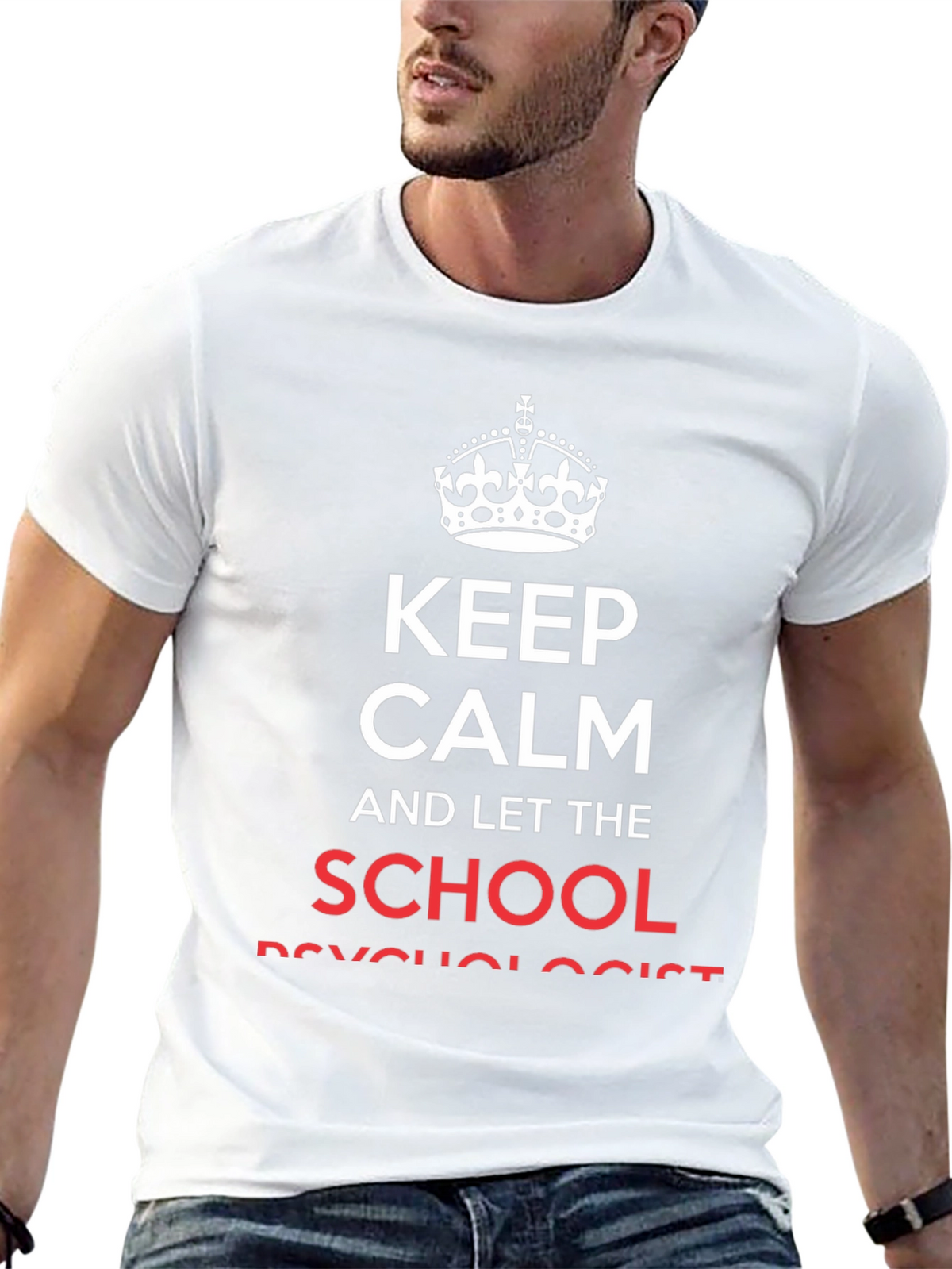Keep Calm School Psychologist Black Cotton T-Shirt