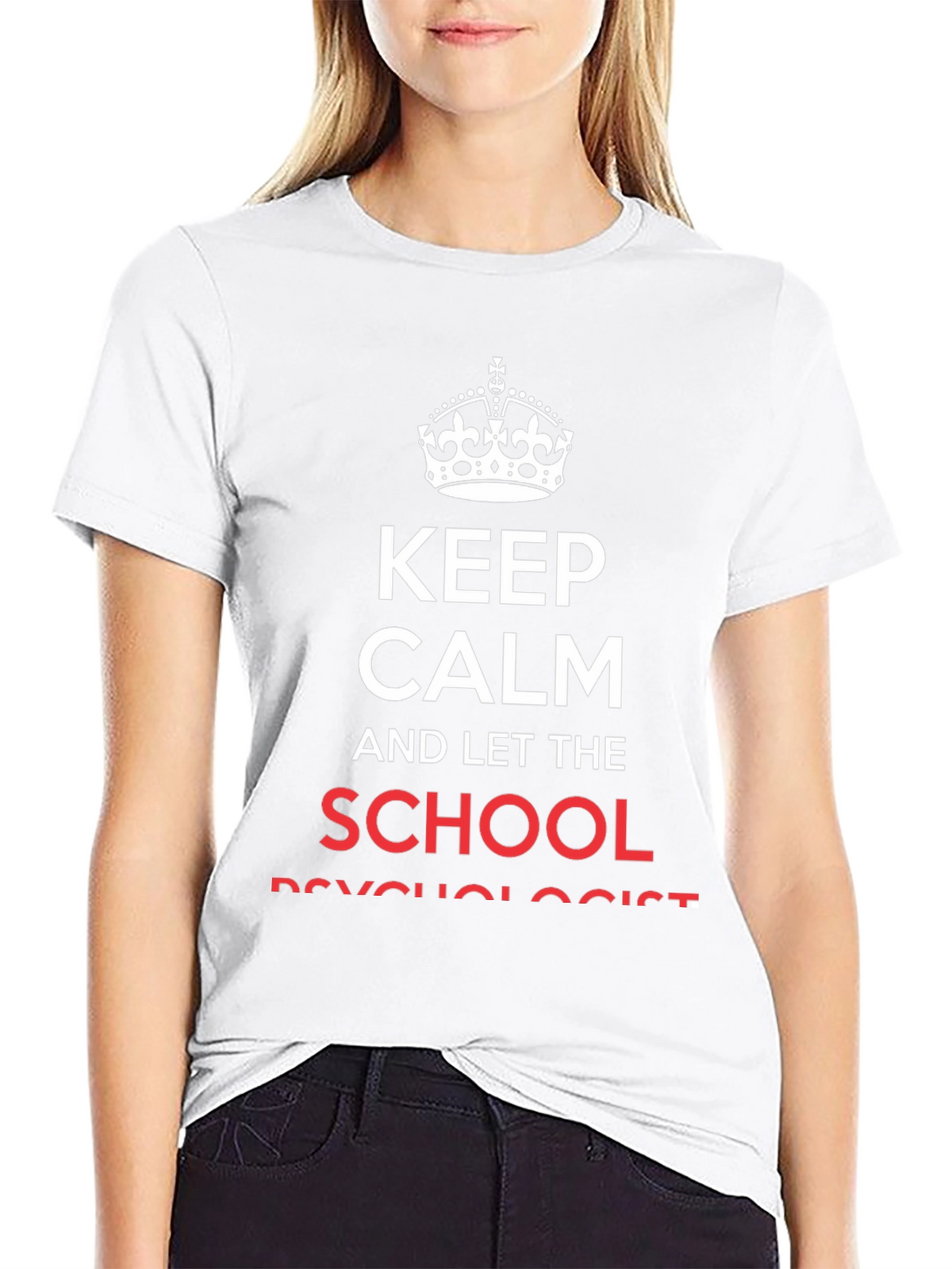 Keep Calm School Psychologist Black Cotton T-Shirt