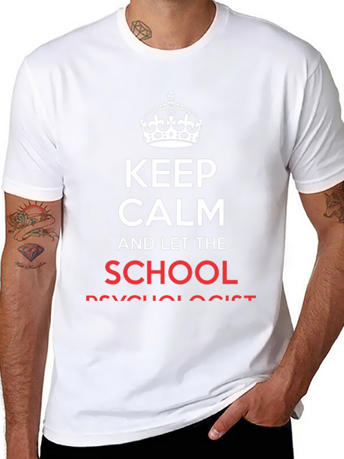 Keep Calm School Psychologist Black Cotton T-Shirt