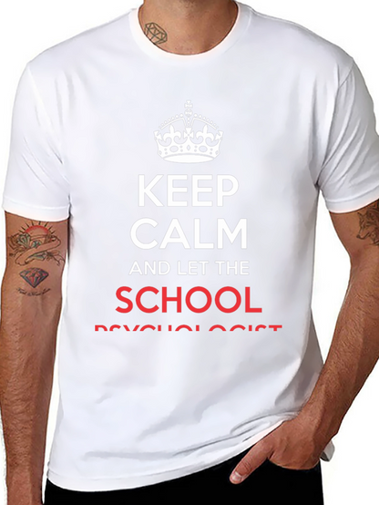 Keep Calm School Psychologist Black Cotton T-Shirt