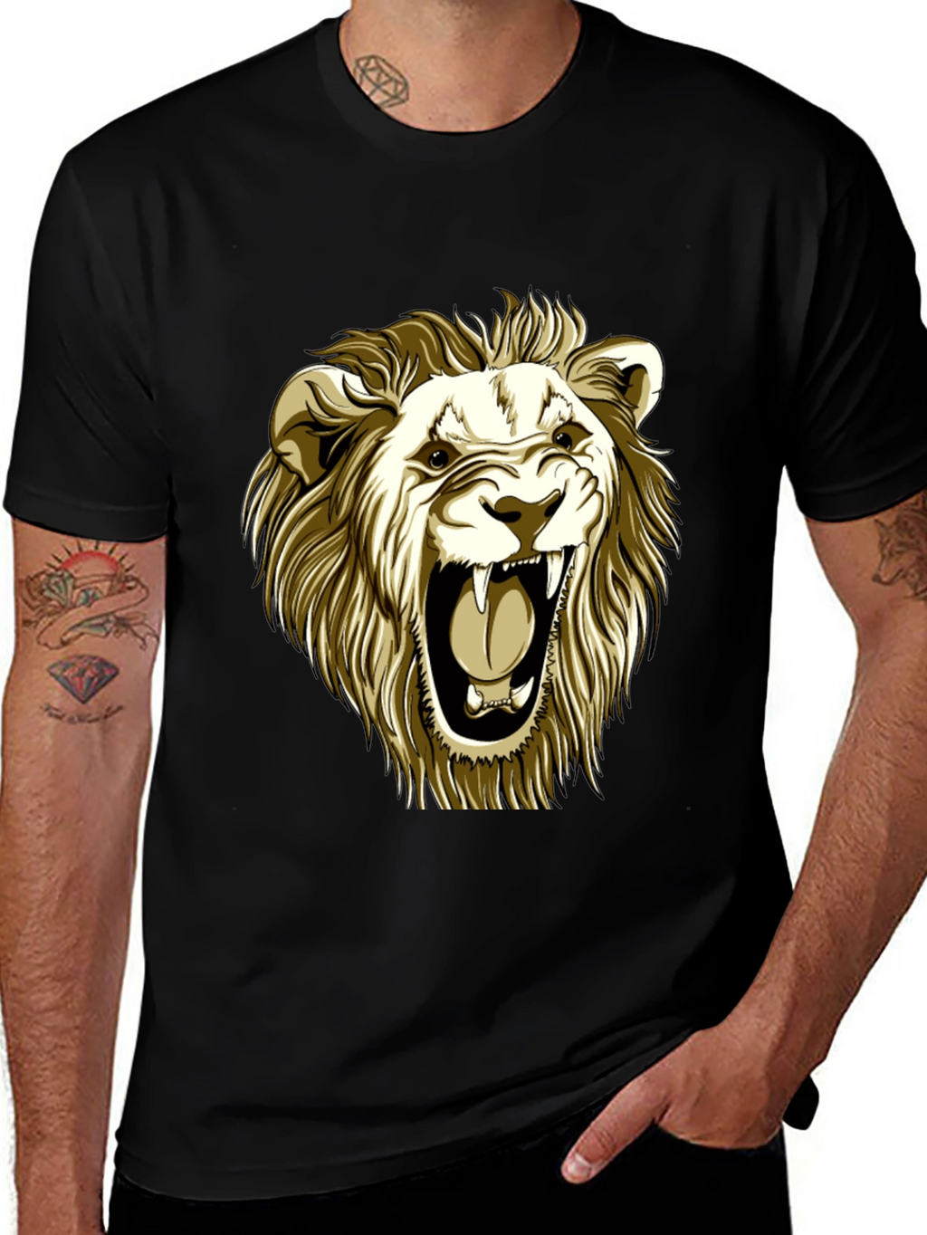 Roaring Lion Graphic Tee - Black Cotton T-Shirt